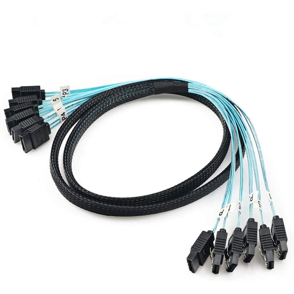 Câble SATA vers SATA 4/6 ports, lot de 4/6 pièces, câble de données 7 broches SATA SAS 6 Gbit/s, cordon de câble SATA vers SATA pour serveur et minage