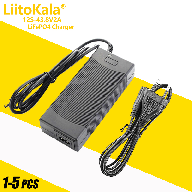 1-5 pz LiitoKala 12S 43.8V 2A LiFePO4 caricabatteria 36 v2a LiFePO4 caricabatterie utilizzato per 12S 36V batteria bici elettrica LFP