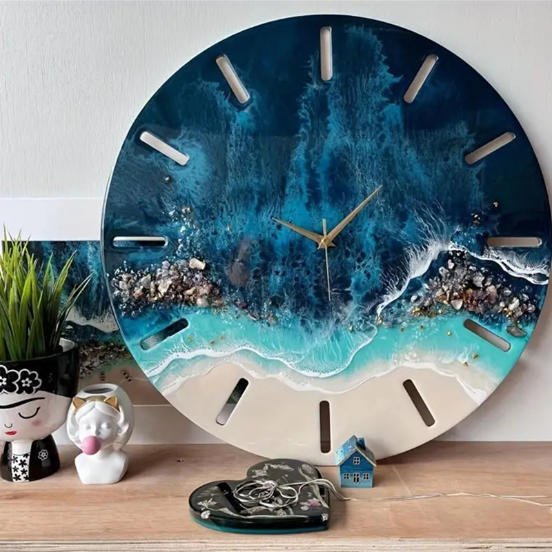 Stampo in resina per orologio grande, stampo in silicone per orologio rotondo, orologio da parete, stampo epossidico con puntatore per creazione di gioielli artigianali fai-da-te