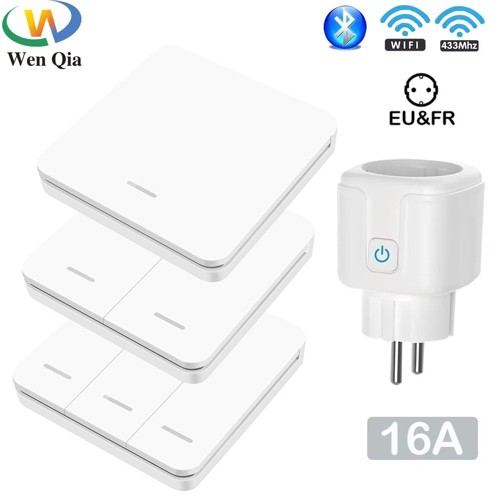 Tuya Smart Life RF 433Mhz ไร้สายมินิสมาร์ทซ็อกเก็ตสวิทช์ 16A ไฟฟ้า Outlet ระยะไกล EU Plug ควบคุมเสียง Google Home Alexa