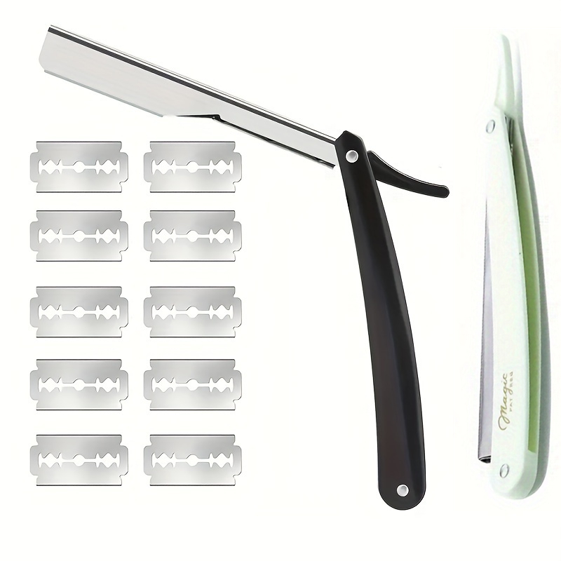 Manual Shaver for Men Barbershop Razor Stainless Steel Shank Is Easy To Use Safety Razor 1Pcs Shaving Razor with 10pcs Blades