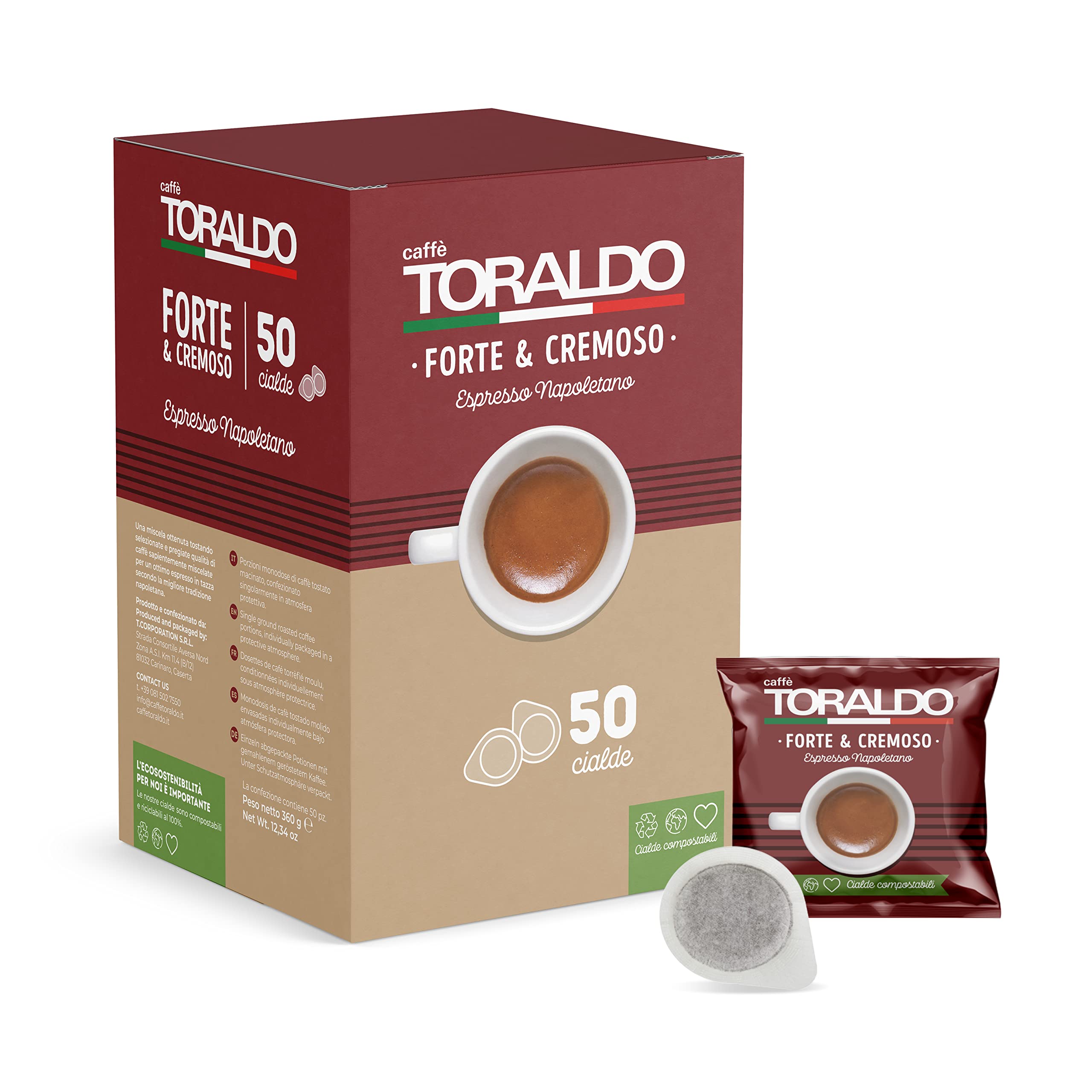 Cápsulas de Café Toaldo Waffle, Paquete de 50, Mezcla Fuerte y Cremosa para Cafeteras