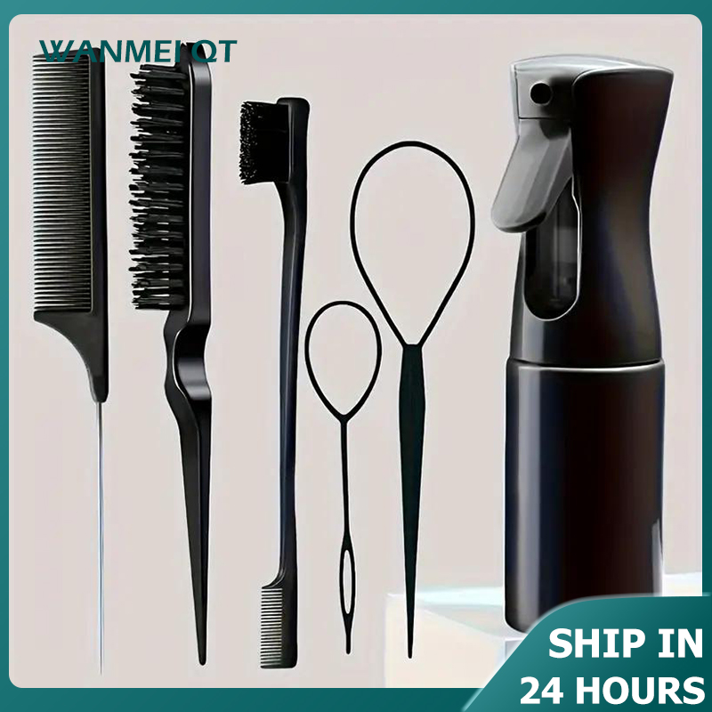 4-delige haarstylingkamset - Inclusief ratenstaartrandborstel en gladde zwarte borstel Kapperstylingtools voor alle haartypes