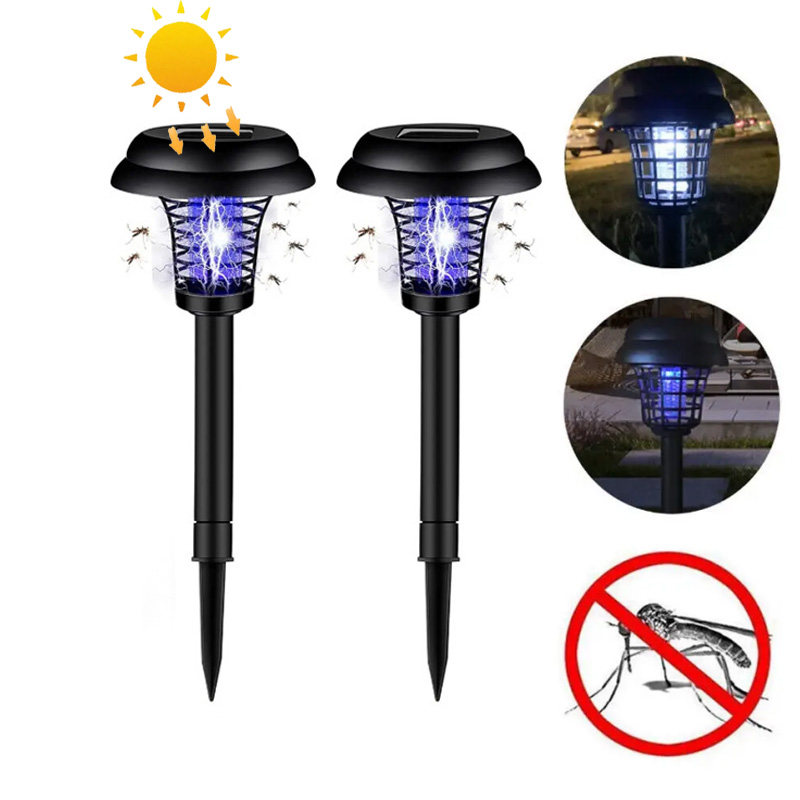 Solar-Mückenvernichter, lila und weißes Licht, im Freien, wasserdicht, LED-Licht, Insektenvernichter, Mückenfalle, Lampen für Garten, Rasen, Camping