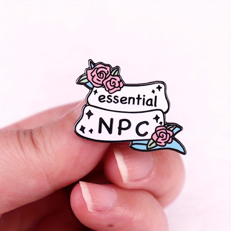 „Essential Npc” Postać z kwiatową grą Litera Broszka Zabawna odznaka na plecak Kapelusz Ubrania