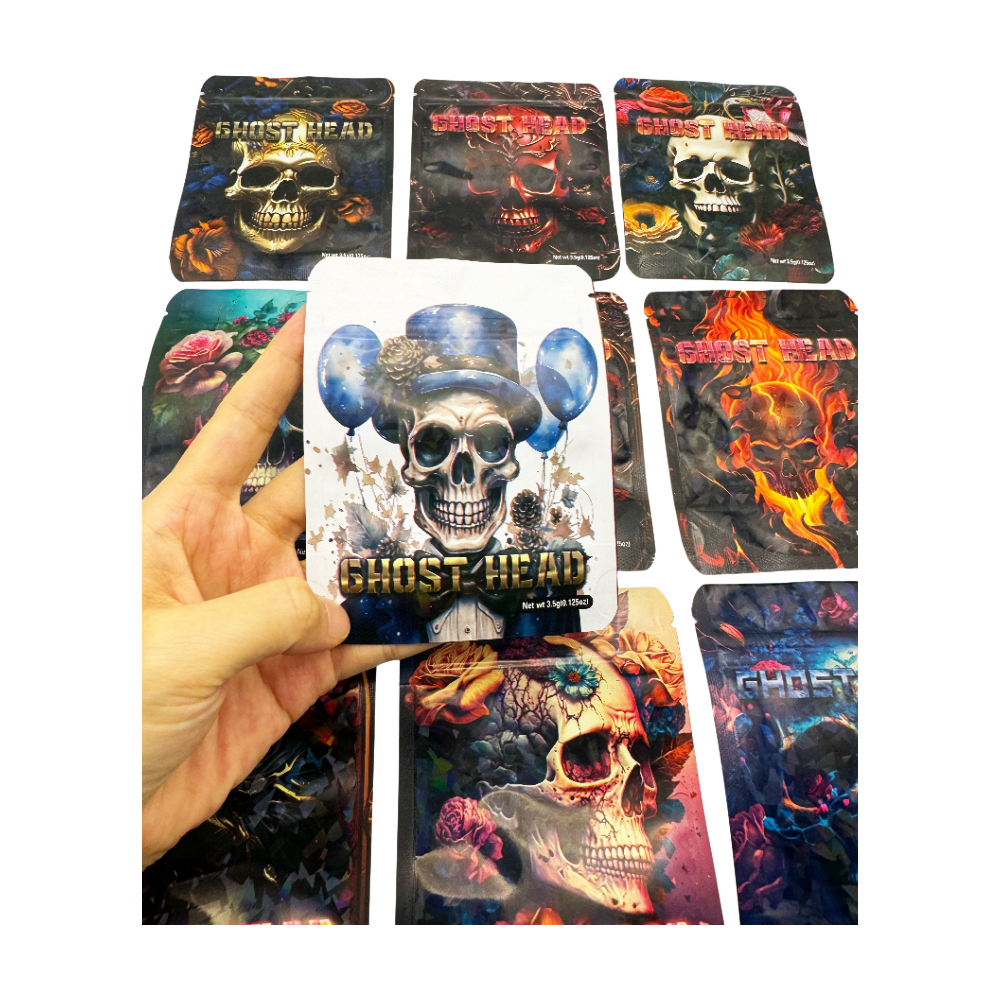 100Pcs Smell Proof Bags Mylar Holographic Resealable Bags Foil Pouch Ziplock Bags for Halloween Favor Storage Jewelry Packaging