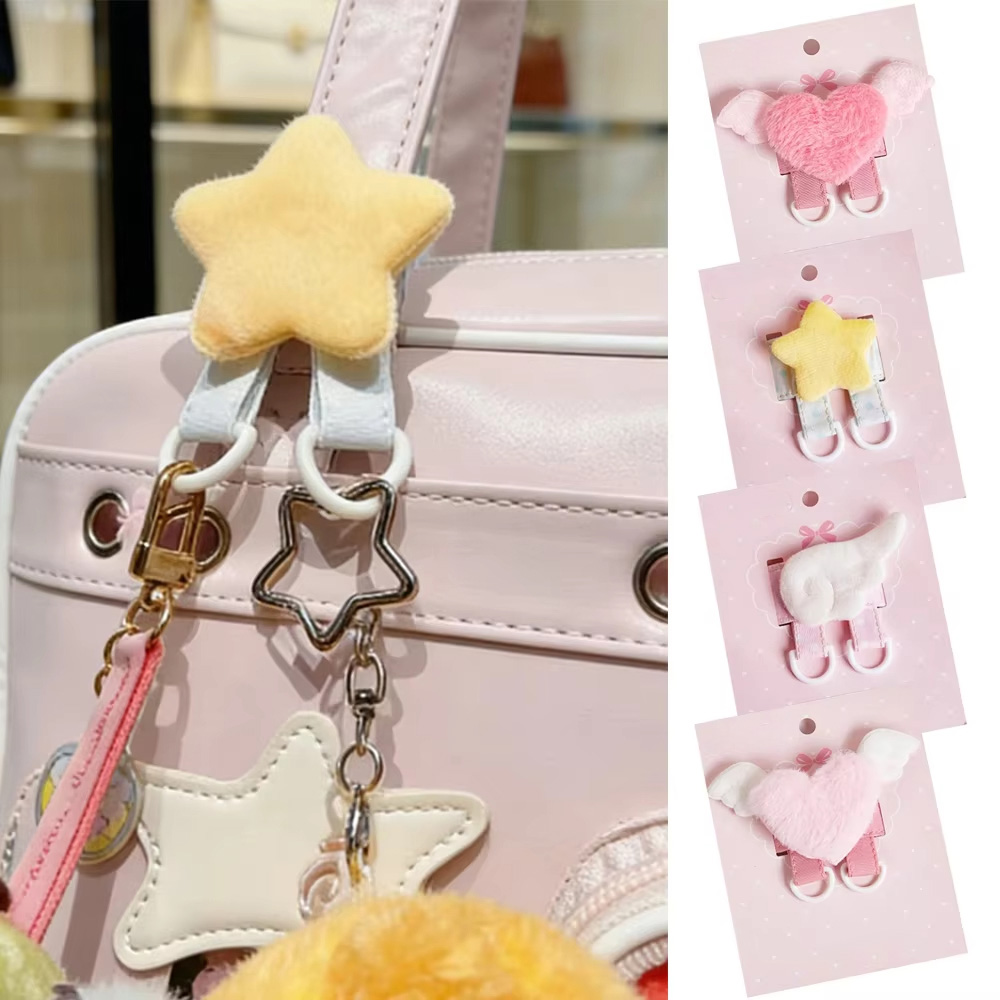 Ciondolo Creativo a Forma di Ali d'Angelo, Portachiavi a Cuore Cartone Animato, Fibbia Decorativa Fai-da-Te per Borse, Accessori per Ragazze, Regali Artigianali