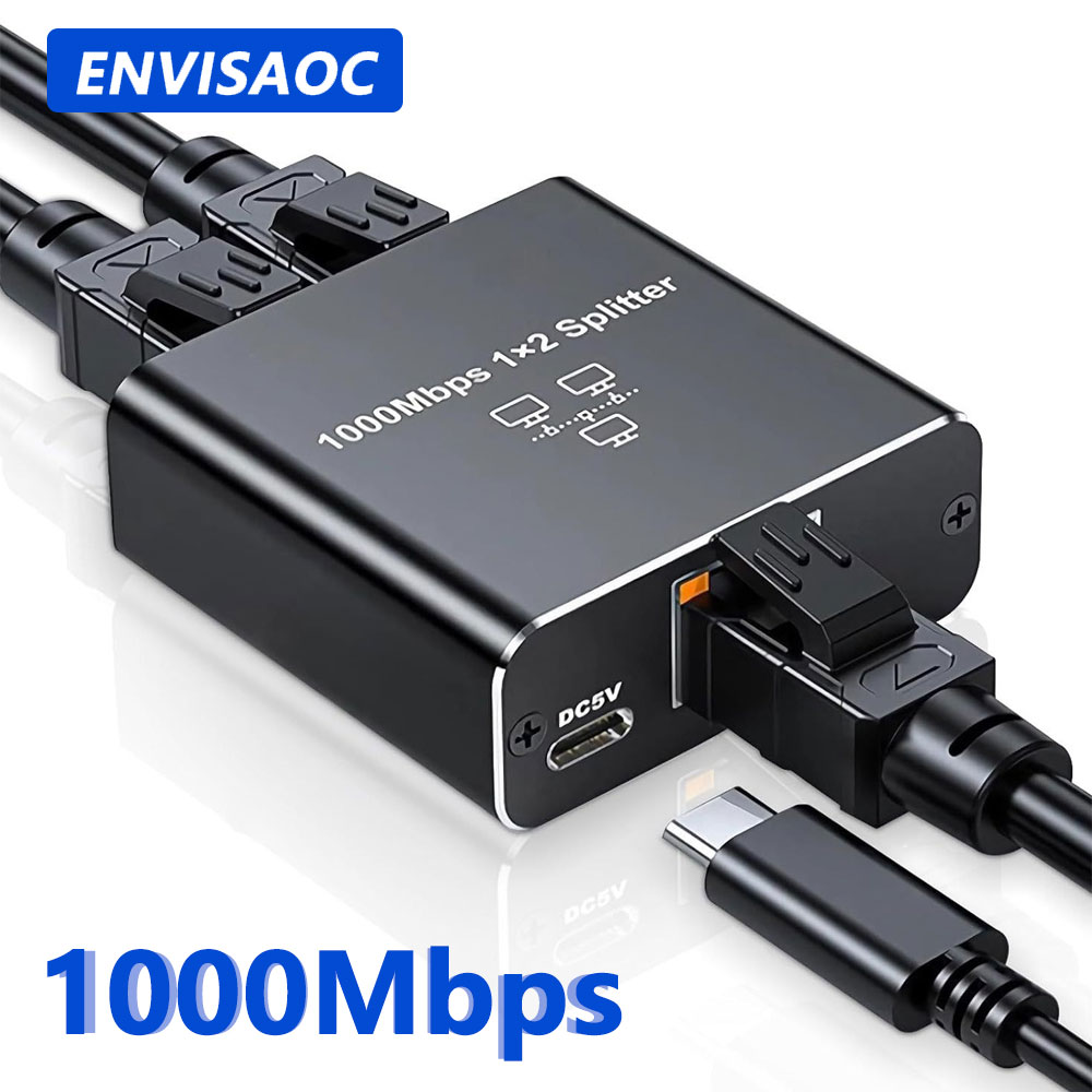 ギガビットイーサネットスイッチ Rj45 スプリッタ LAN ギガビット延長アダプタ 1000Mbps ネットワークコネクタ 1to2 PC ラップトップ TV ボックスルータ