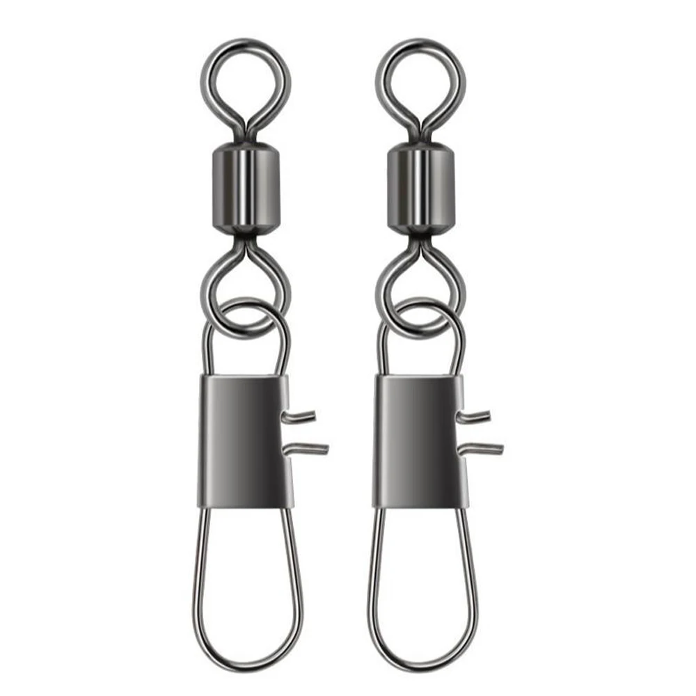 Dndyuu 50-2/200 buah putar konektor pancing bantalan Pin putar kilat klip cepat kait ikan Aksesori peralatan memancing
