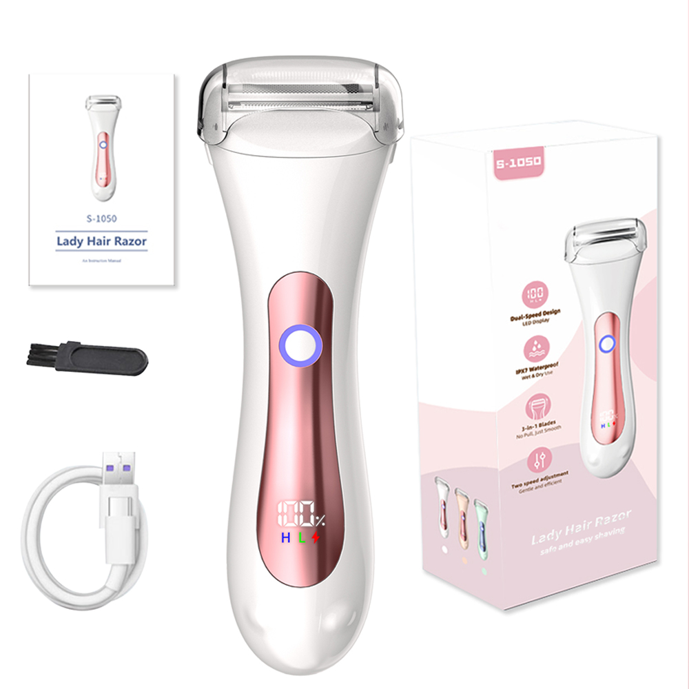 Draagbare natte & droge elektrische epilator voor benen en lichaam, IPX7 waterdicht, dames scheerapparaat, bikinilijn trimmer, gezichtshaarverwijderaar