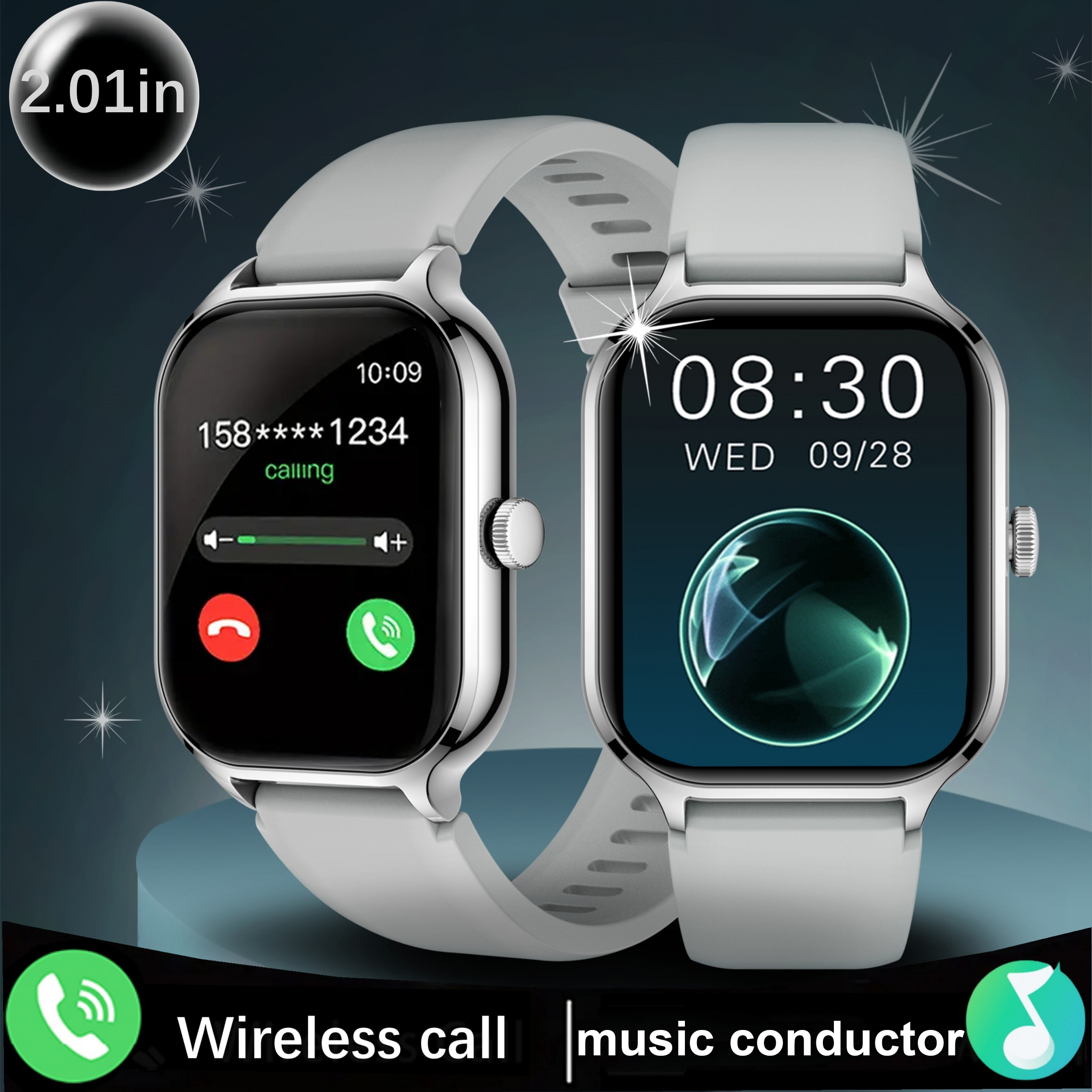 Smartwatch mit Drahtloser Anruffunktion/Wählfunktion, Multi-Sport-Modus, Informationsbenachrichtigungen, Verschiedene APP-Kompatibilitäten für iPhone und Android