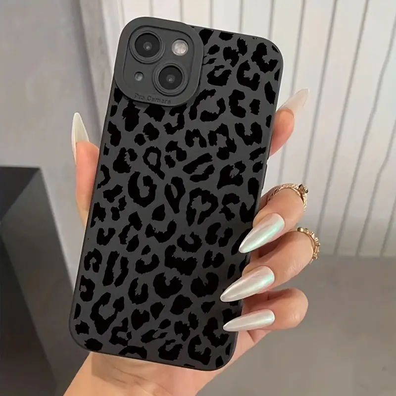 Coque de téléphone noire à motif léopard pour Samsung Galaxy S26 A35 A55 5G A34 A54 A33 A53 S25 S24 Ultra S23 S22 Plus S21 FE