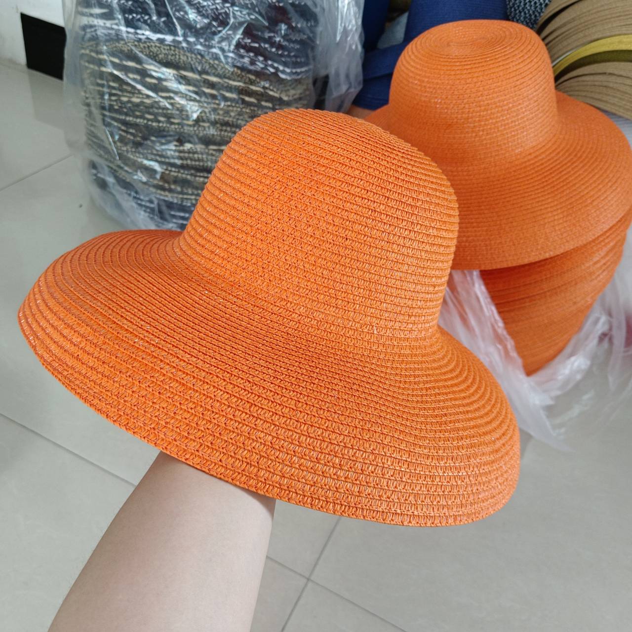 Chapéu de praia laranja para mulheres, chapéu de sol, aba grande, protetor solar, Hepburn, Viagem, Novo, 2023
