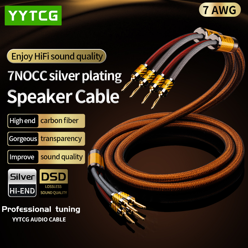 7N OCC kabel głośnikowy HiFi wysokiej klasy posrebrzany kabel głośnikowy HIFI z wtyczką bananową na banan kabel głośnikowy do głośnika wzmacniacza