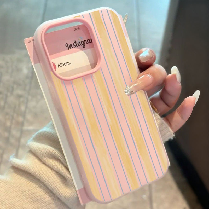 เคสโทรศัพท์ลายทางสีเหลืองทันสมัย สำหรับ iPhone 17 16 E 15 14 13 12 11 Pro XR x Max 7 8 Plus 17 Air ดีไซน์มินิมอล 2 in 1 ฝาหลัง
