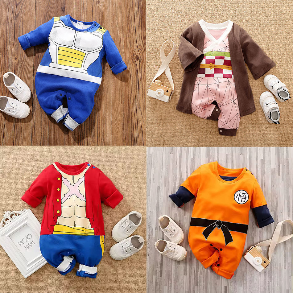 Baby Girl Boy Costume Anime Vestiti Neonato Pagliaccetto Infantile Rufy Akatsuki Vegeta Cosplay Tuta Bambino Costume di Halloween 0-18M