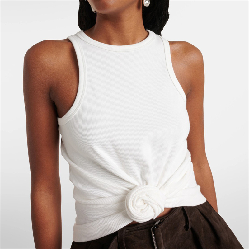 Gilet en tricot à col rond pour femmes, avec fil de fleur, Y2K, haute qualité, mode décontractée, élastique, Slim Fit, nouvelle collection été 2025