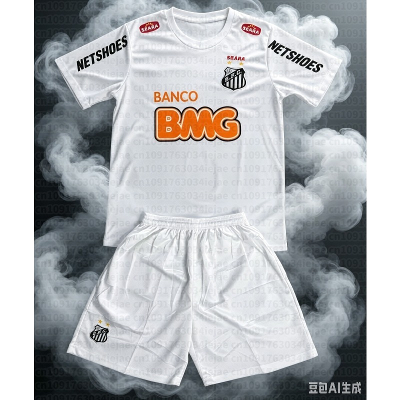 Conjunto Deportivo de 2 Piezas para Hombre, Mujer y Niño, Estampado Santos, Camiseta de Manga Corta y Pantalones Cortos, Ropa Deportiva de Fútbol para Verano 2026