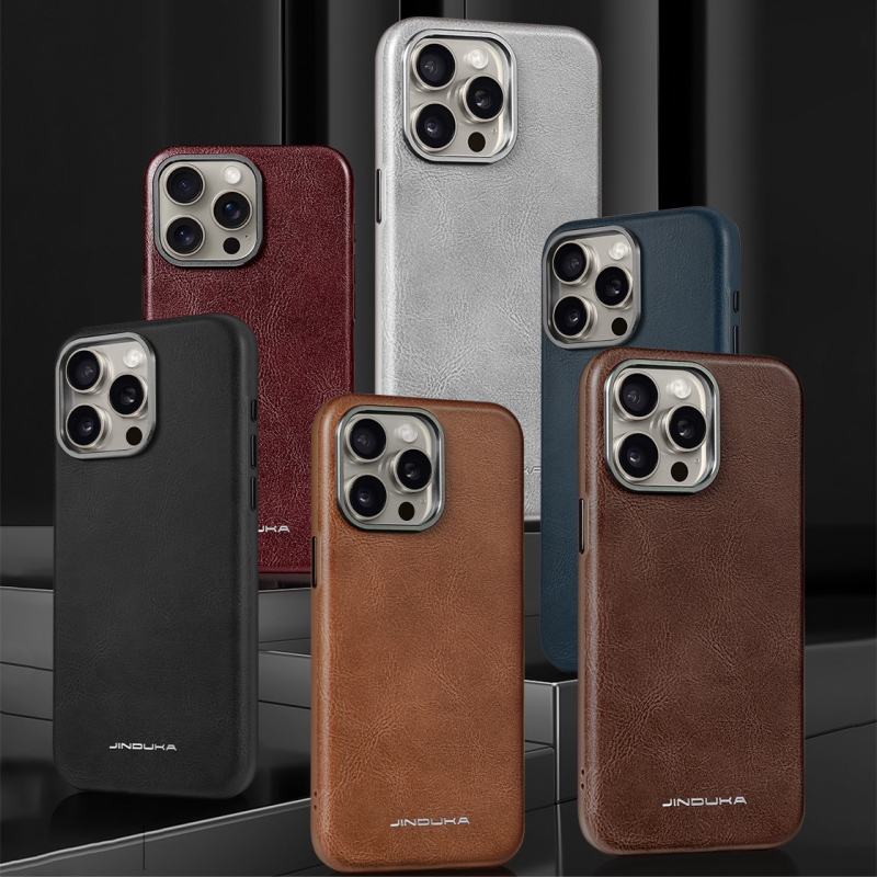 Voor MagSafe Business Lederen Telefoon Case voor iPhone 17 16 15 14 13 Pro Max Plus 17air Magnetische Draadloos Opladen schokbestendige Cover