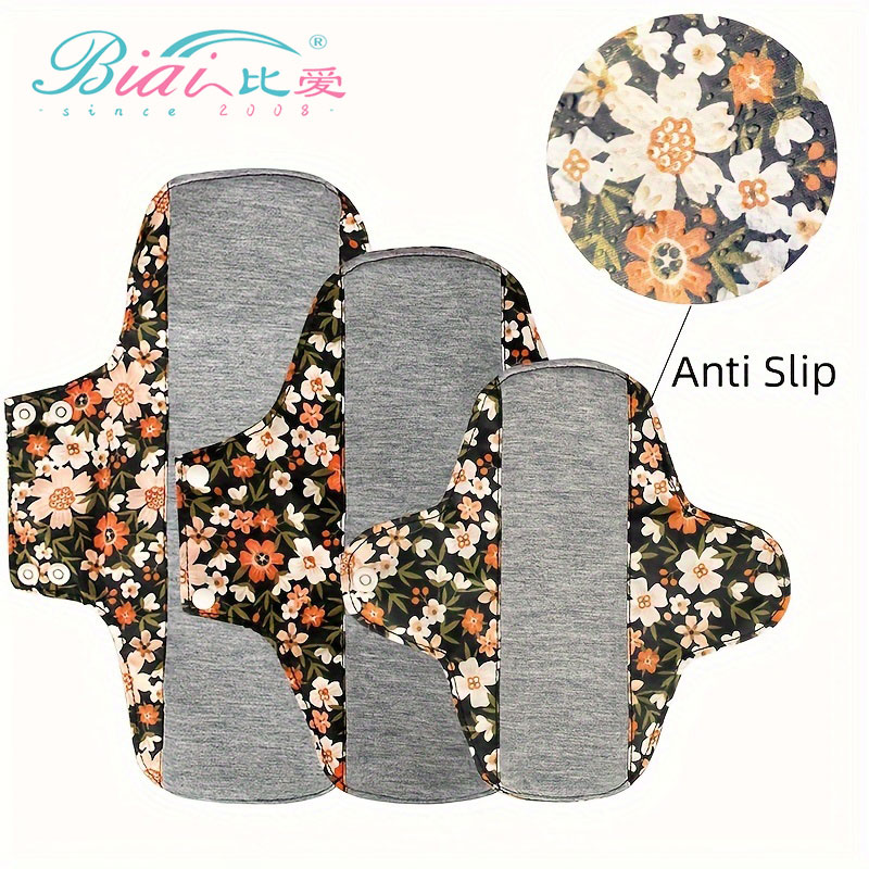 BIAI 18*18CM toallas menstruales reutilizables antideslizantes toallas sanitarias de grafeno súper absorbentes almohadilla sanitaria de tela suave transpirable para mujeres
