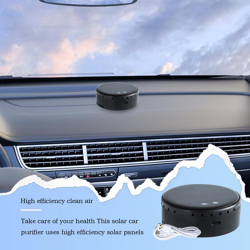 Car Air Purifier For Smokers Solar HEPA Car Purifier Air Freshener Vehicle Accessories Small Home Deodorizer With USB Cable For