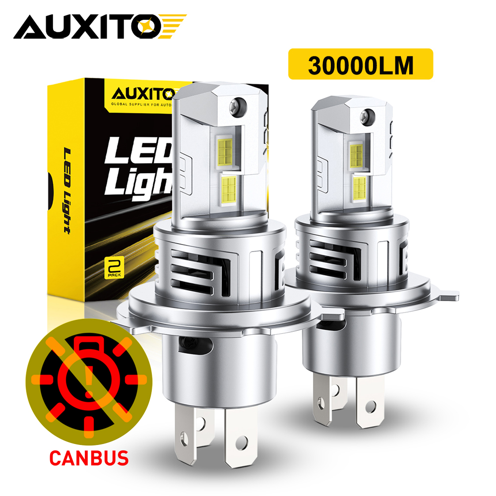 AUXITO 30000LM H4 LED лампы CANBUS 9003 HB2, светодиодные фары ближнего и дальнего света с вентилятором, беспроводные, 60W, автомобильные фары 12V, 2 шт.