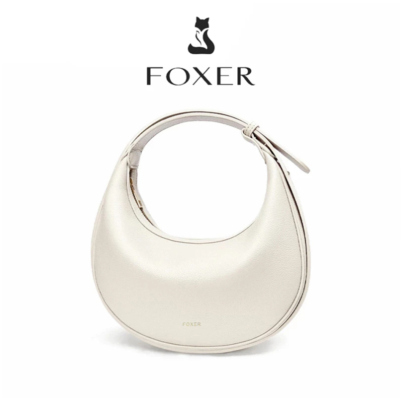 FOXER Merk PU Leer vrouwen Schoudertas 2026 Mode Dame Crescent Luxe Ontwerp Halve maan Handtas Crossbody Tas Meisje Gift