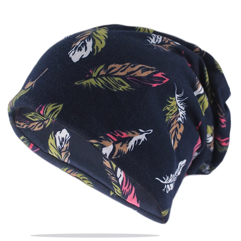 New Fashion Women Warm autunno primavera berretti Skullies Double Used Girl Hat sciarpa Casual Floral Leaf Bonnet Lady Beauty Bone