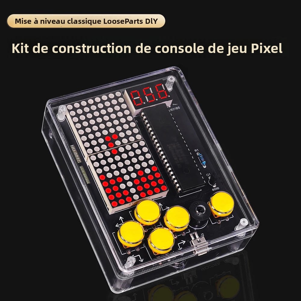 Kits de Console de jeu 7 pixels Puzzle Console de jeu Pixel 51 pièces de pratique de soudage à puce unique Kit de bricolage électronique