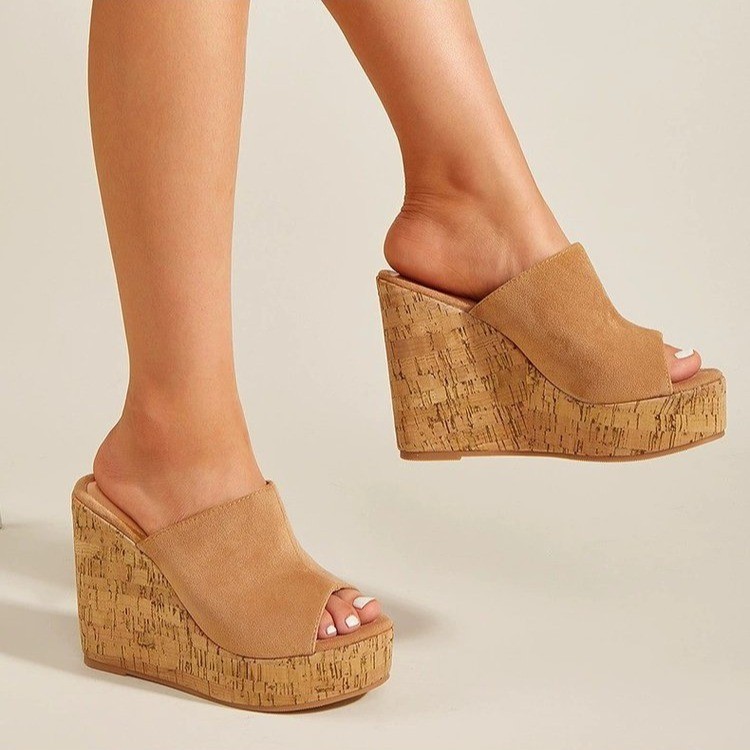 Zomerpantoffels voor dames in Koreaanse stijl, nieuw superhoog platform, dikke zoolwig, waterdicht, modieuze open teen