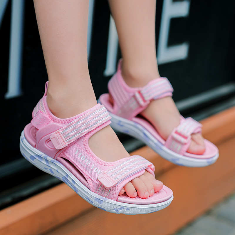 Sandálias para meninas, sandálias esportivas para atividades ao ar livre no verão, sapatos casuais de praia para crianças grandes, sandálias confortáveis ​​e antiderrapantes para crianças 40