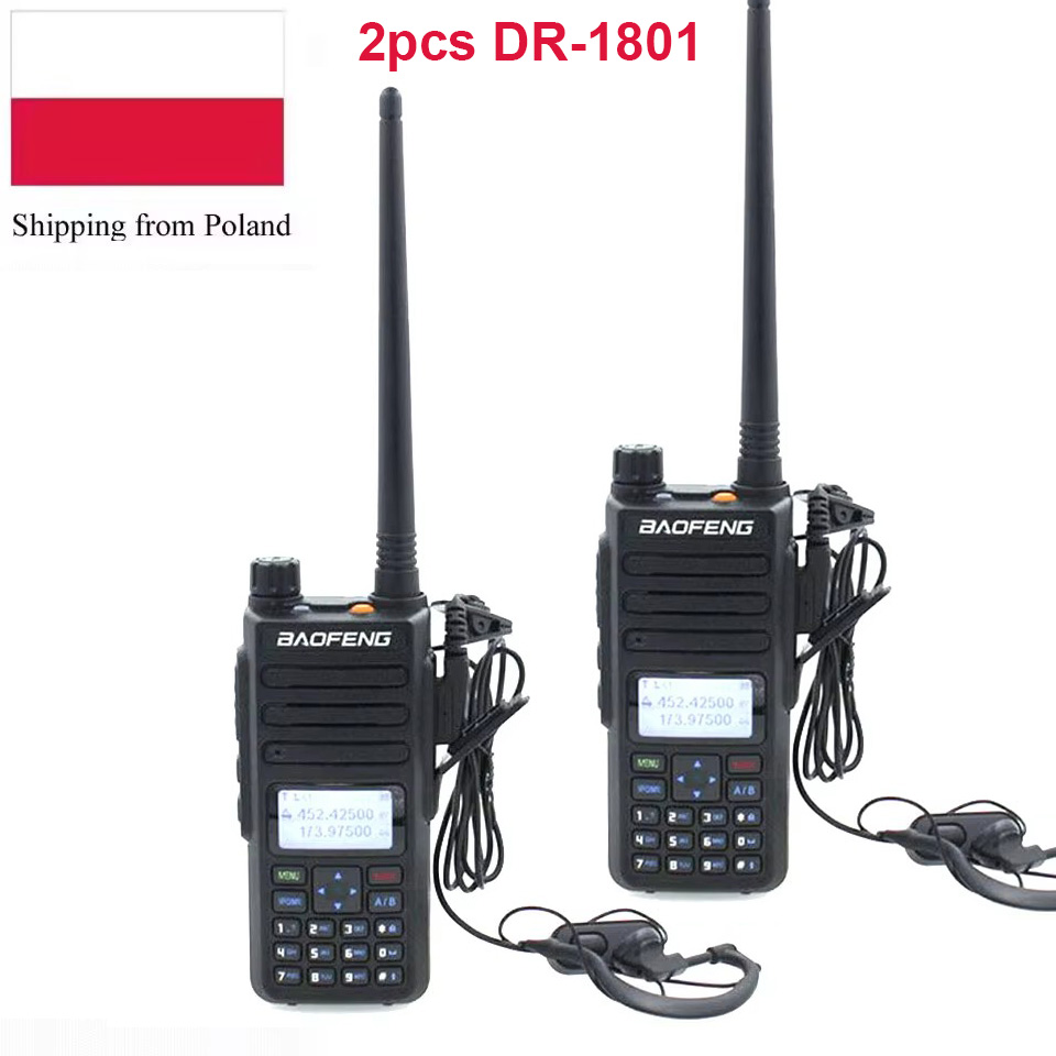 2 Cái/lốc Baofeng DR-1801 UV Băng Tần Kép 136-174 & 400-470MHz DMR Kỹ Thuật Số Đài Phát Thanh lớp 1 + 2 Kép Khe Thời Gian Walkie Talkie
