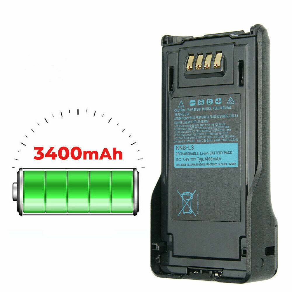 Baterai Li-ion KNB-L3 3400MAh untuk Komunikasi Radio Seluler NX-5000 NX-5200 NX-5300 TK-5230
