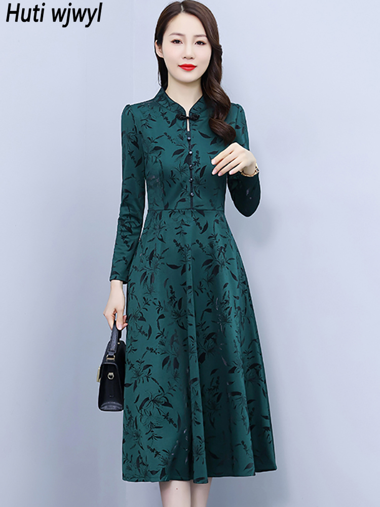 Vestido de noche de fiesta de lujo para mujer, Vestido largo de graduación, ajustado, elegante, verde, Vintage, informal, de alta calidad, otoño e invierno, 2024