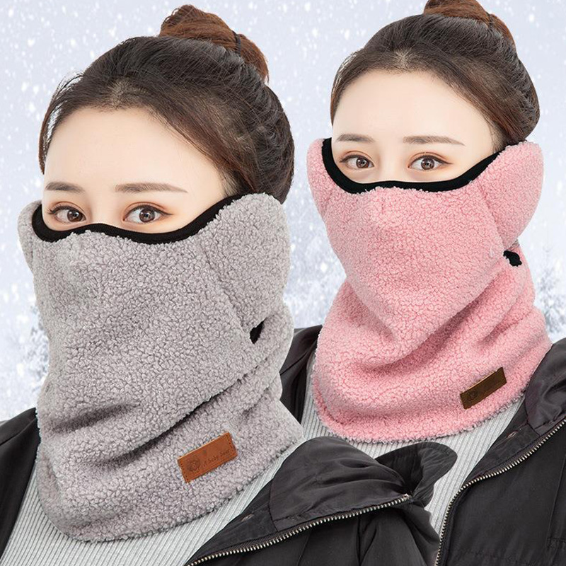 Inverno mais máscara de veludo para mulheres à prova de vento quente engrossar capa facial proteção de ouvido earflaps pescoço mais quente cachecol outoor máscara de equitação