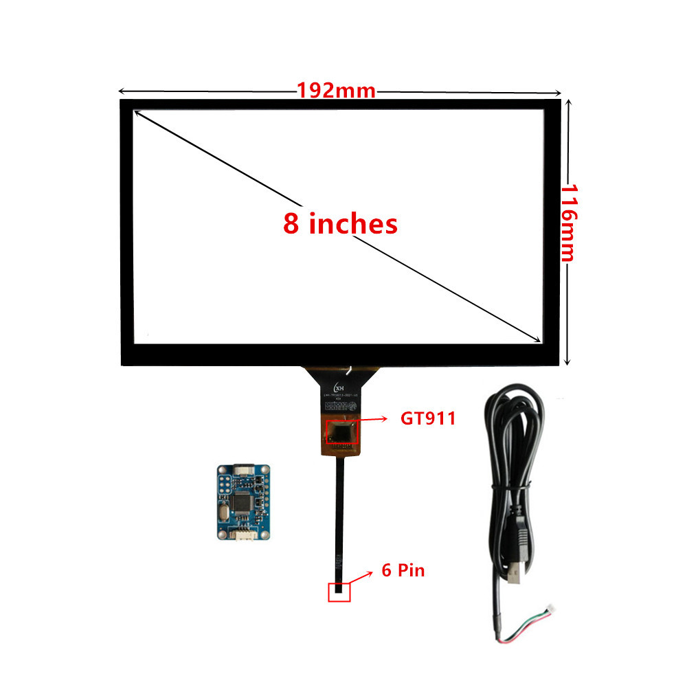 8 дюймов 192 мм * 116 мм GT911 емкостный дигитайзер Raspberry Pi планшетный ПК GPS навигация Сенсорный экран панель Стекло + USB драйвер плата