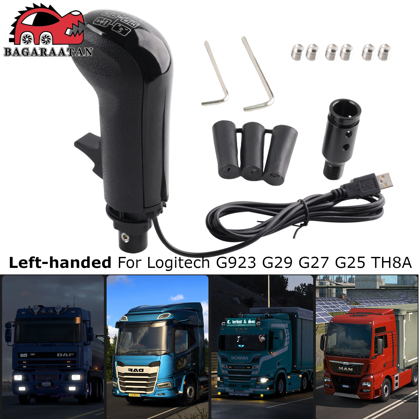 จําลองเกียร์ Shift Knob USB ซ้าย 18 ความเร็วสําหรับ Logitech G923 G29 G27 G25 TH8A สําหรับ ETS2 และ ATS ยูโรรถบรรทุกเกียร์ต่ําสูง