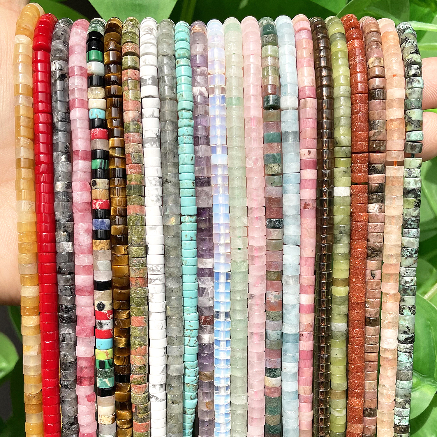 4*2mm turquesas naturales ágatas imagen jaspes Rondelle espaciador cuentas planas Ábaco cuentas de piedra para joyería DIY hacer pulsera