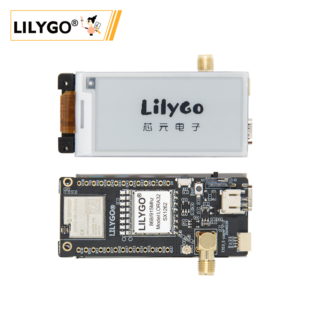 LILYGO® T3S3 E-Paper Carte de développement LoRa ESP32-S3 papier électronique T3S3 SX1280 SX1262 SX1276 2.4G 868MHz 915MHz technologie sans fil écran 2.13 pouces