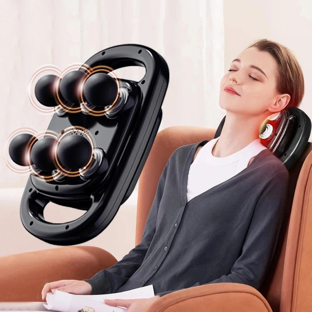 6-koppige spierstimulator voor deep tissue-percussie en ontspanning, lichaamsspanning tegen nek, schouders, benen