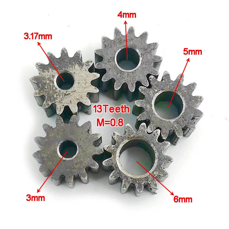 Engrenage droit en acier au carbone, 13 dents, 0.8M, diamètre extérieur = 12mm d'épaisseur 8.35mm, trou de pignon 13T 3-6mm disponible 133A 133.17A 134A 135A 136A, 1 pièce