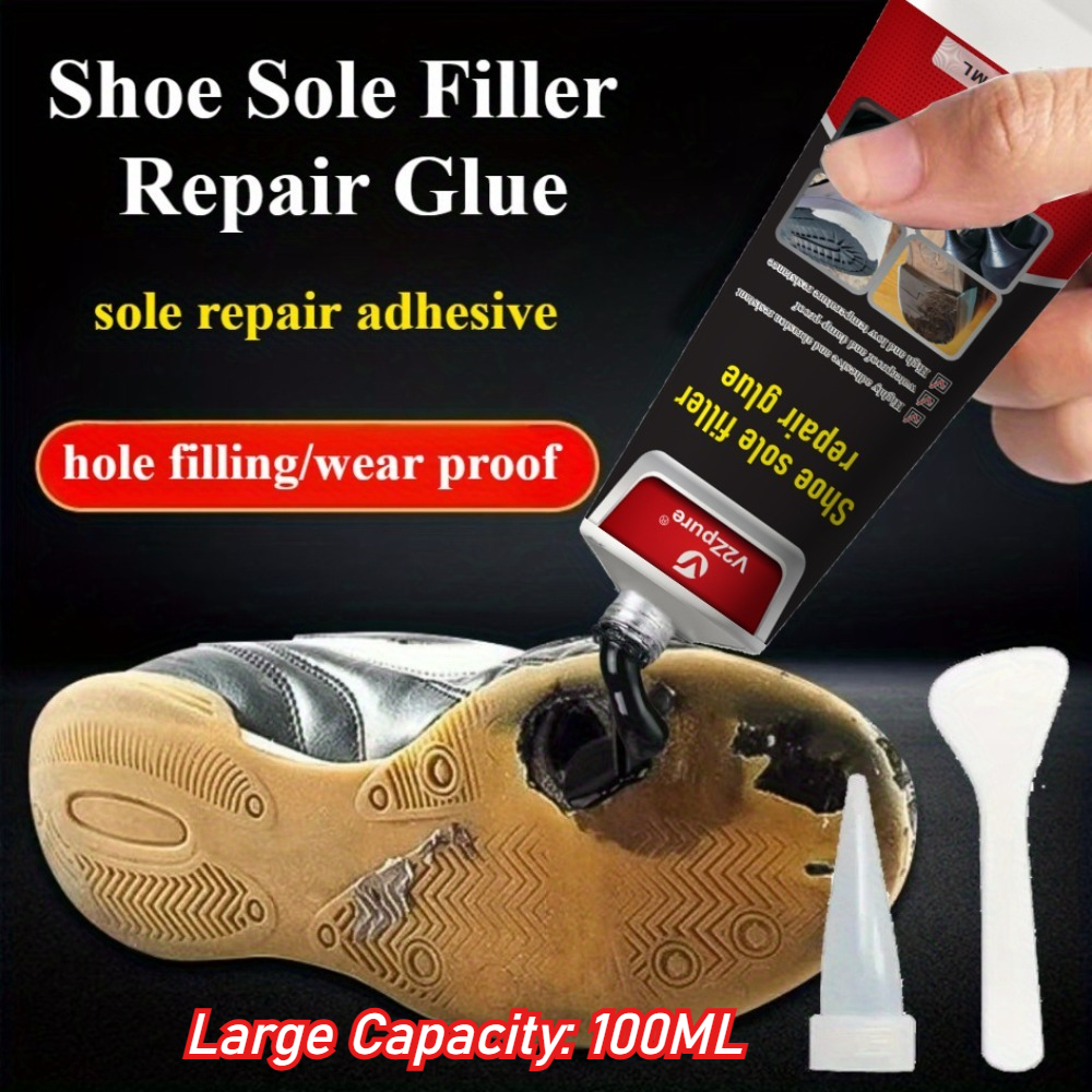 Lem Perbaikan Sol Sepatu Tahan Air Super Kuat - Sealant Tahan Lama untuk Pengisian Retakan, Pasta Perbaikan Hitam untuk Bahan Karet