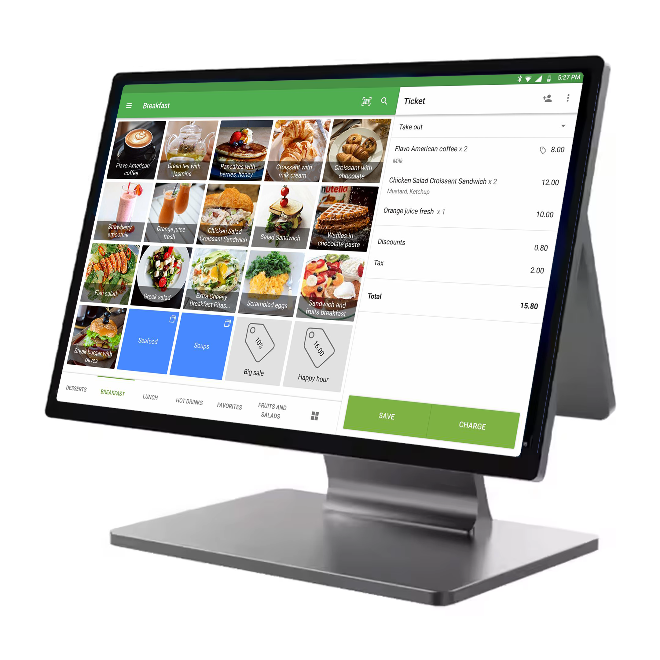 JEESTON Slim 15,6 pulgadas Android 13 caja registradora 8 núcleos CPU 4G 32G POS Terminal carcasa de aluminio 1920*1080P pantalla táctil ECR