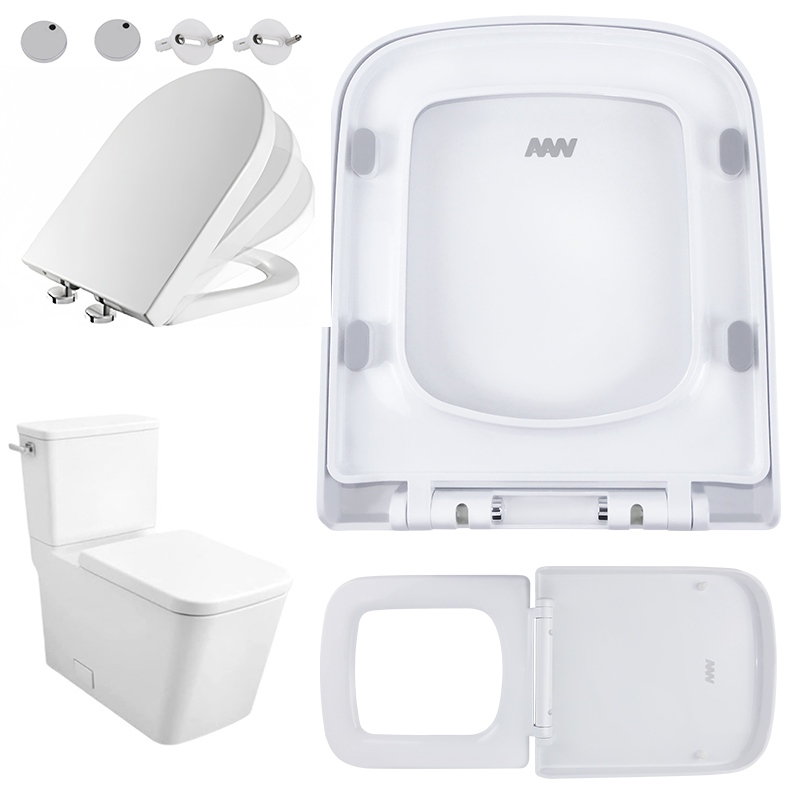 Quadratischer Toilettensitz mit Schnellverschluss, Soft-Close, leicht zu reinigen – langlebige, antibakterielle, kompakte WC-Abdeckung, kratzfestes Badezimmer