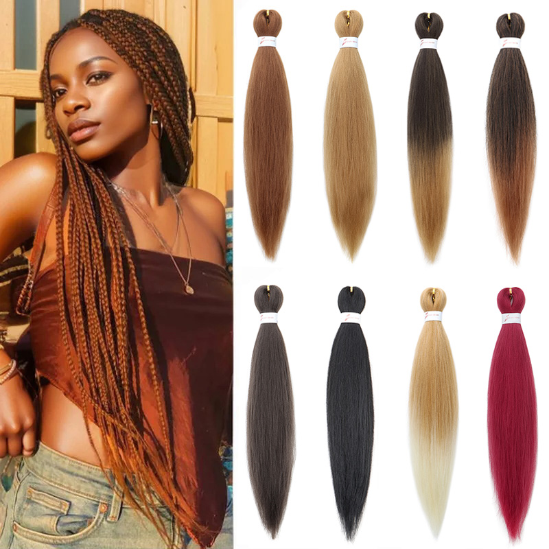 Extensión de cabello trenzado sintético preestirado de 20 pulgadas para mujeres negras, pieza de cabello trenzado Yaki liso EZ