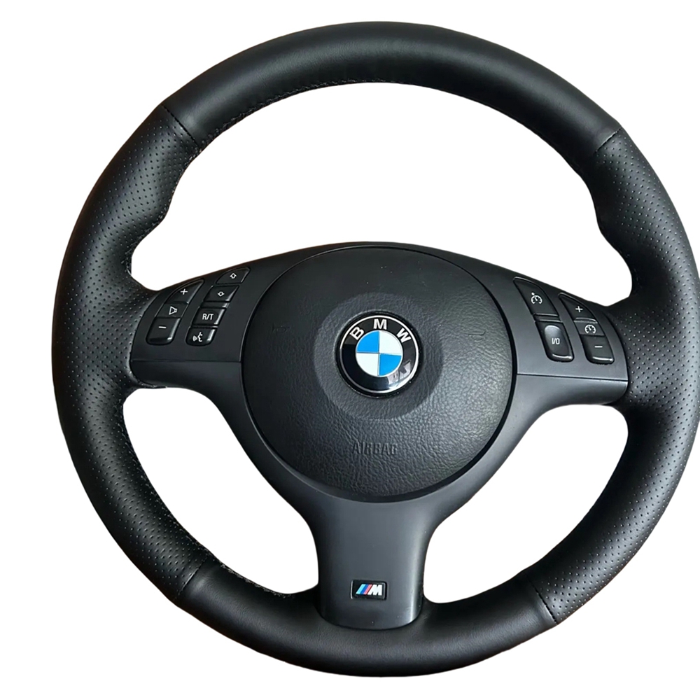 Housse de volant de voiture en cuir Microfibre cousue à la main, personnalisée, pour BMW E46 E39 330i 540i 525i 530i 330Ci M3 2001 – 2014