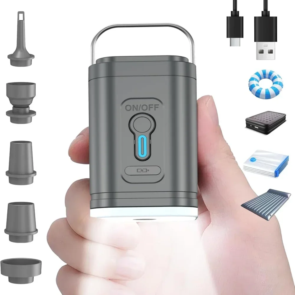 Mini pompe à air portable 1200mAh, gonfleur/dégonfleur sans fil rechargeable par USB pour matelas de camping, flotteurs de piscine, bateaux, gonflage rapide