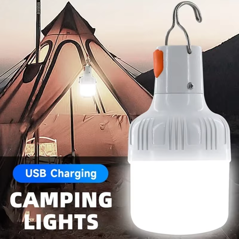 1PC 屋外 USB 充電式 LED ランプ電球 60 ワット非常灯フックアップキャンプ釣りポータブルランタンナイトライト LT014