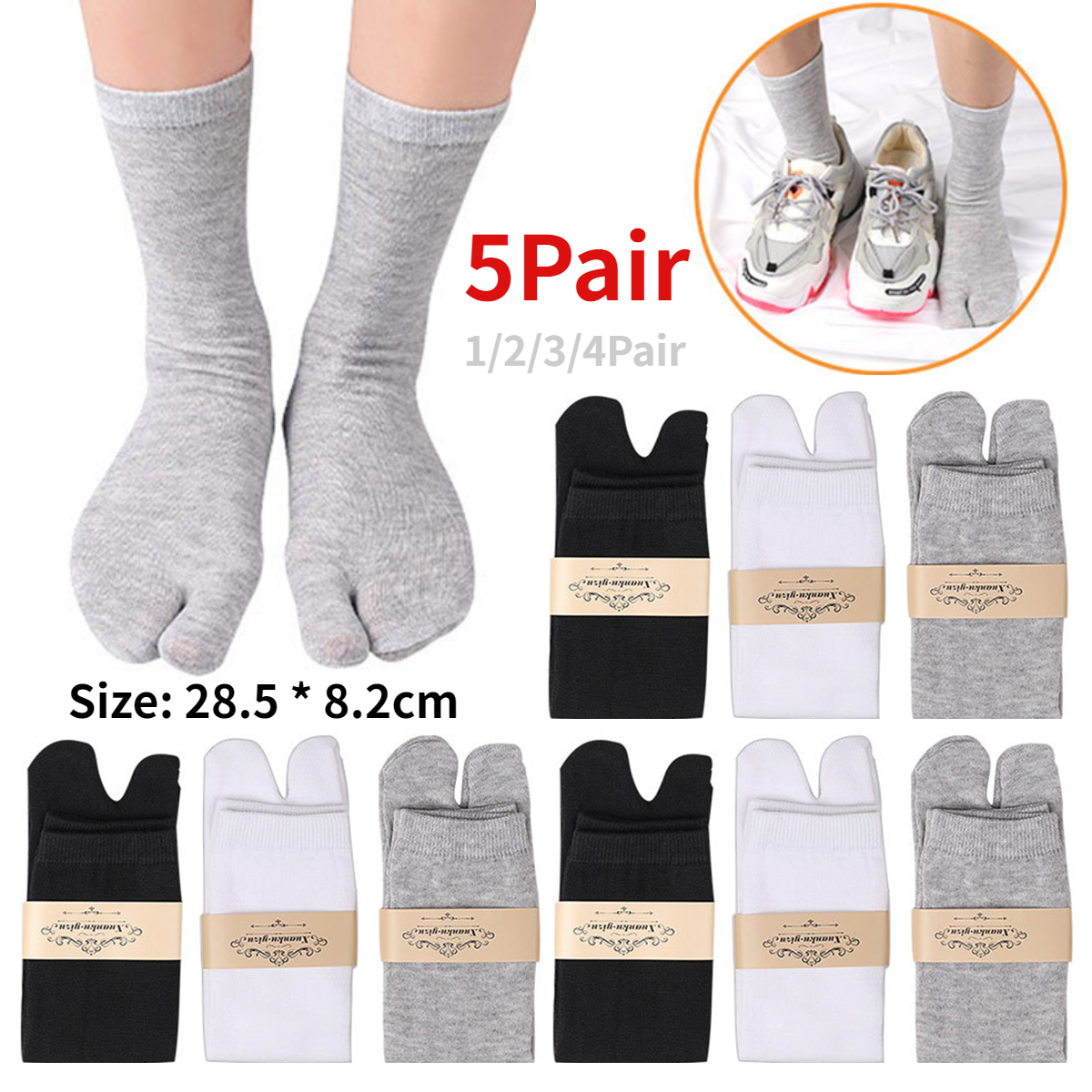 1-5 para styl japoński dwa palce skarpetki Unisex Clog skarpetki poliester Toe skarpety separacji Kimono Flip Flop sandał Split Toe skarpety