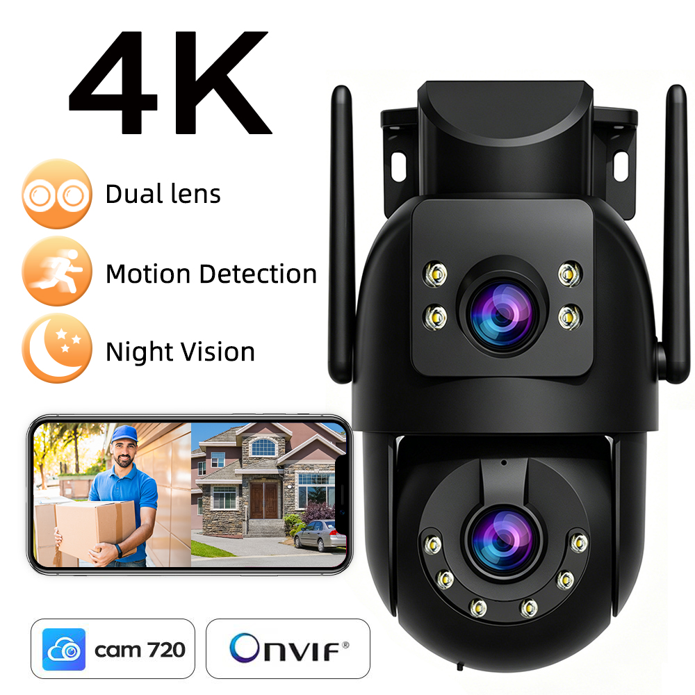Kamera WiFi JOOAN 4K 8MP PTZ Zewnętrzna z Podwójnym Obiektywem, Detekcją Ruchu, Kolorowym Trybem Nocnym i Funkcją CCTV, Kamera IP do Monitoringu